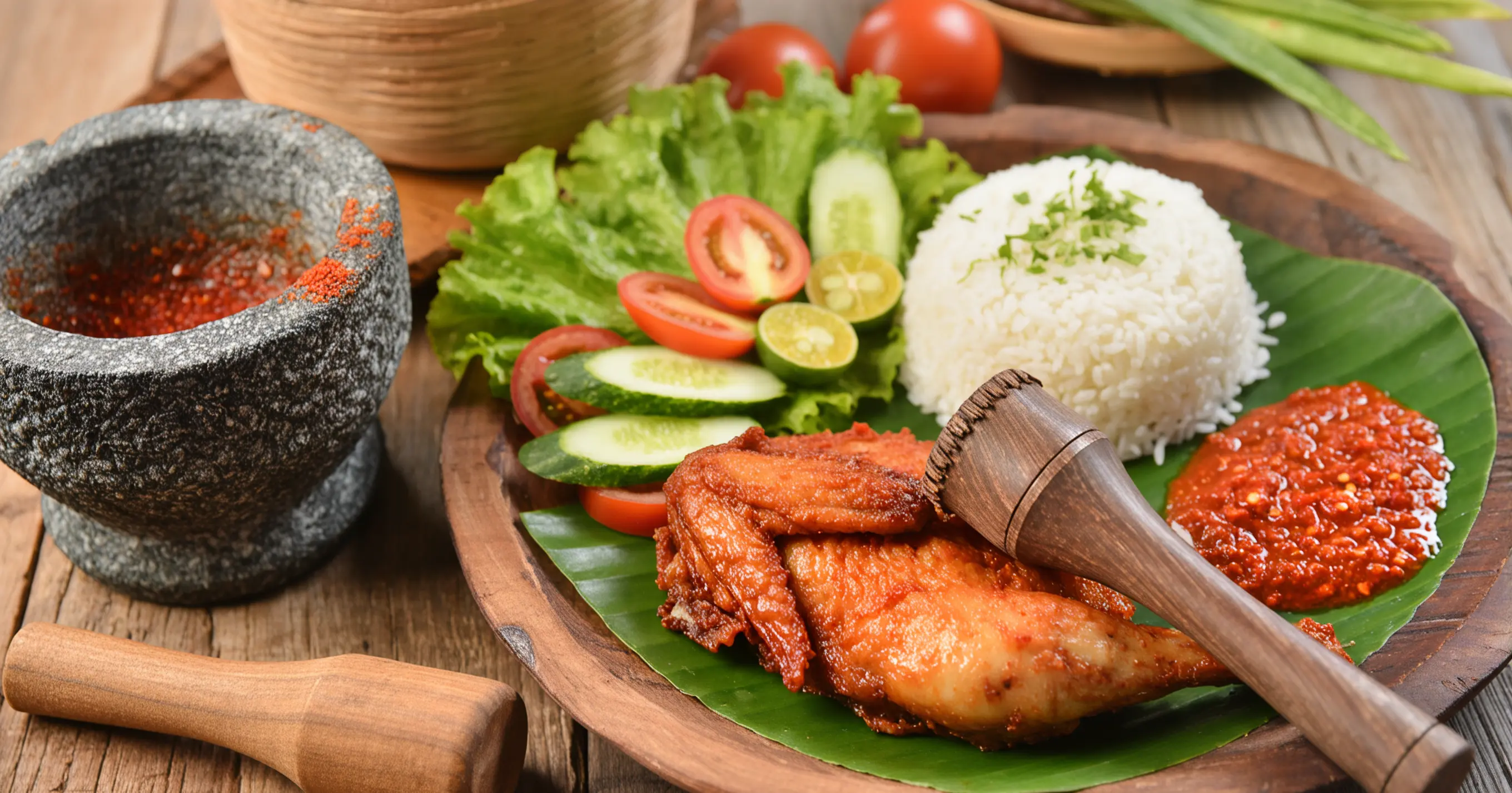 Ayam Penyet (Smashed Fried Chicken)