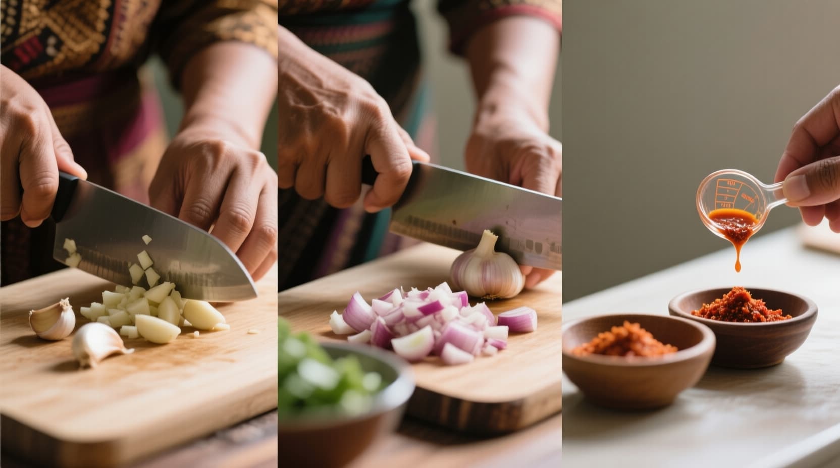 Traditional Indonesian ingredients being prepared
