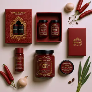 Spice Island Indonesia Heritage Gift Set - Complete packaging with two authentic Indonesian sambal varieties