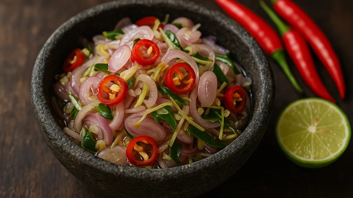 Sambal Matah (Balinese Raw Shallot Sambal) - Indonesian recipe with sambal